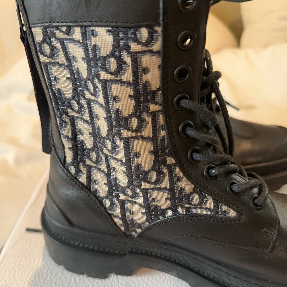 Christian Dior Black leather Explorer signature Women's Combat Boots NIB - Picture 7 of 12
